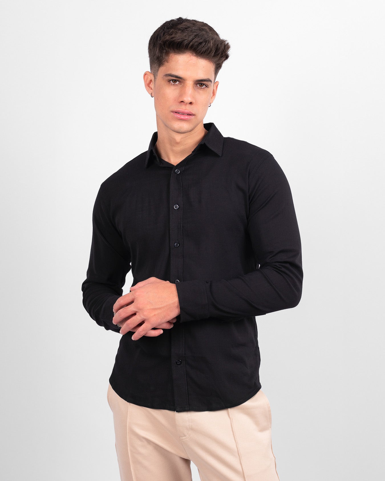 CAMISA LINO M/L NEGRO
