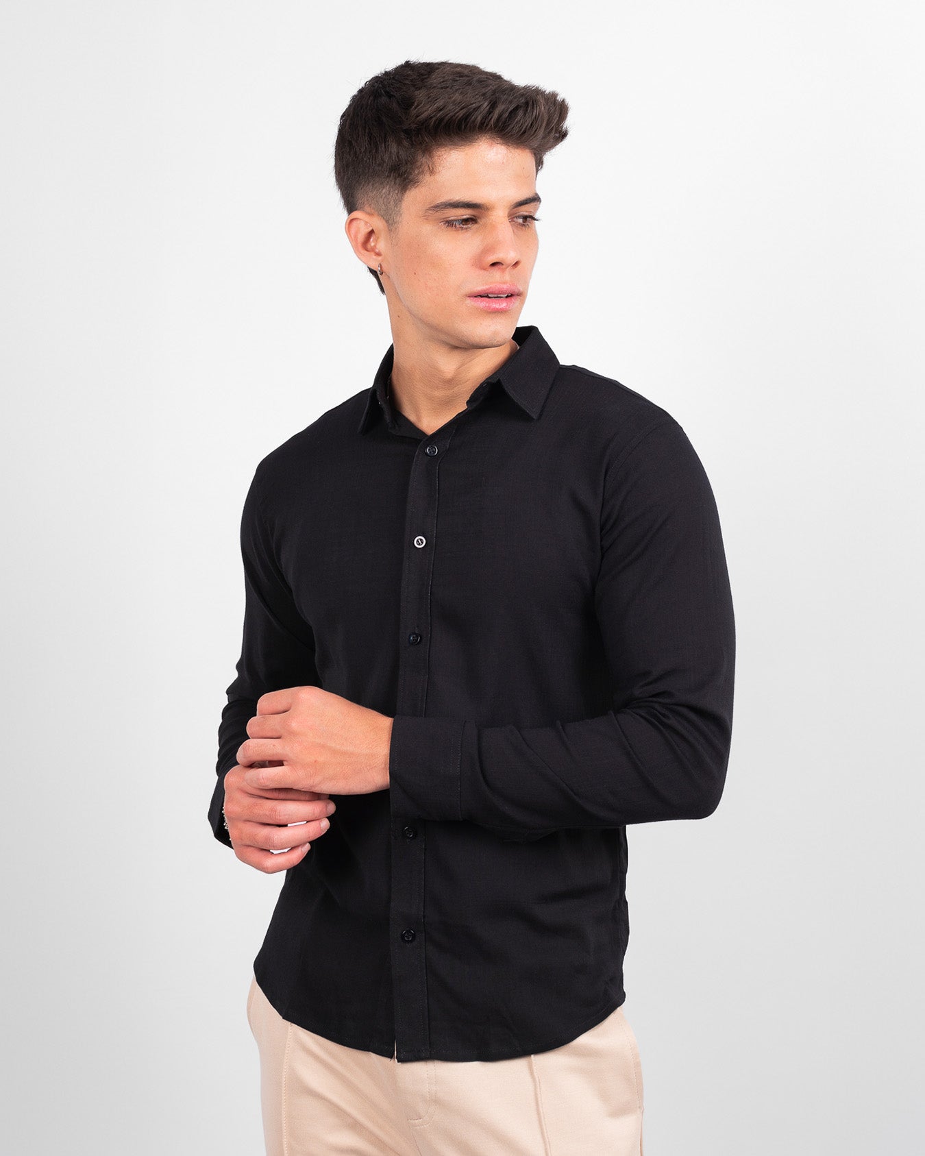 CAMISA LINO M/L NEGRO
