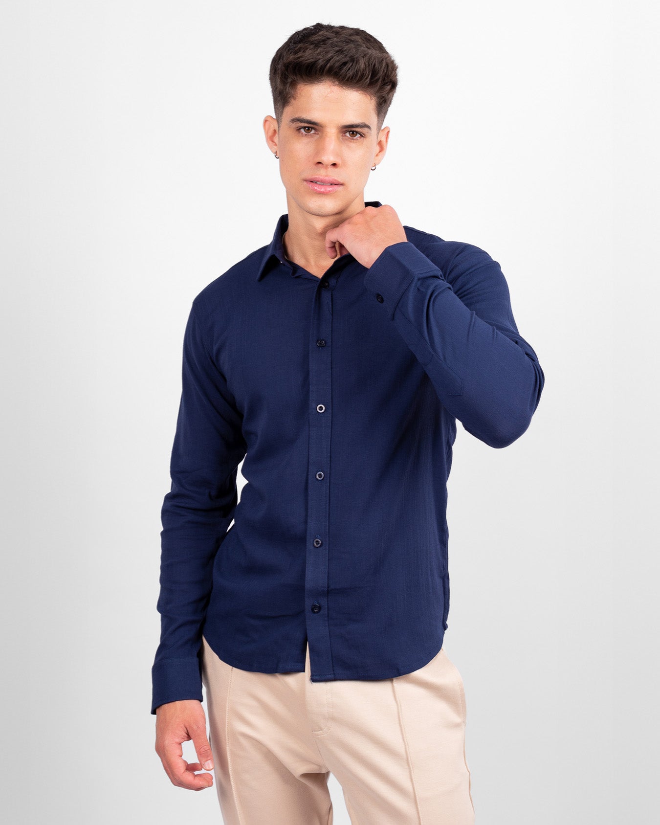 CAMISA LINO M/L AZUL