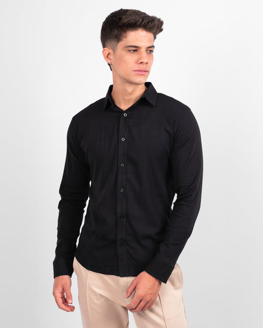 CAMISA LINO M/L NEGRO