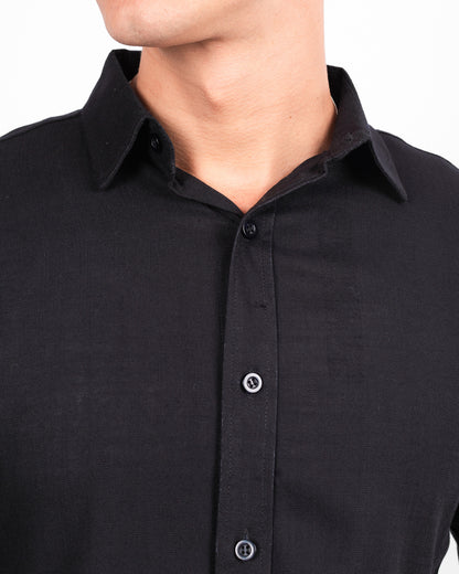 CAMISA LINO M/L NEGRO