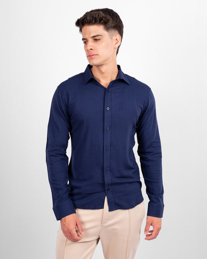 CAMISA LINO M/L AZUL