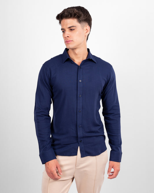 CAMISA LINO M/L AZUL